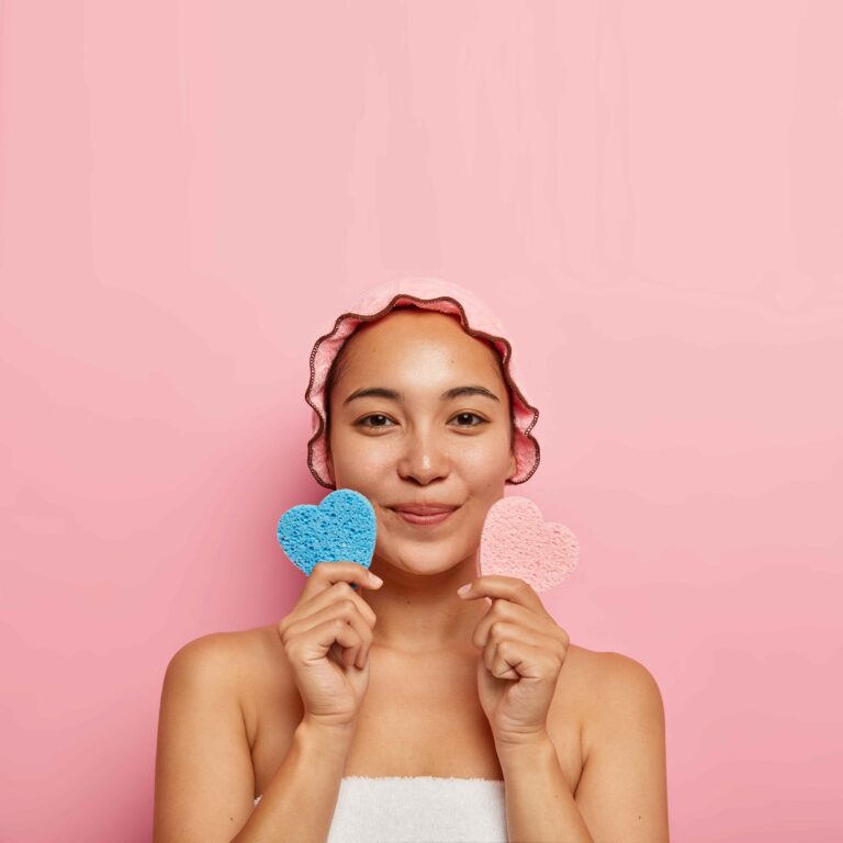 Woman having her skincare exfoliation routine