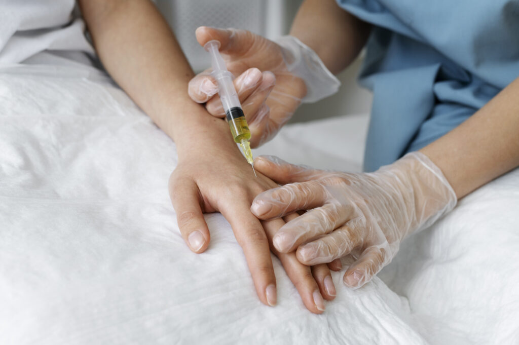 Detox treatment injected through hand IV