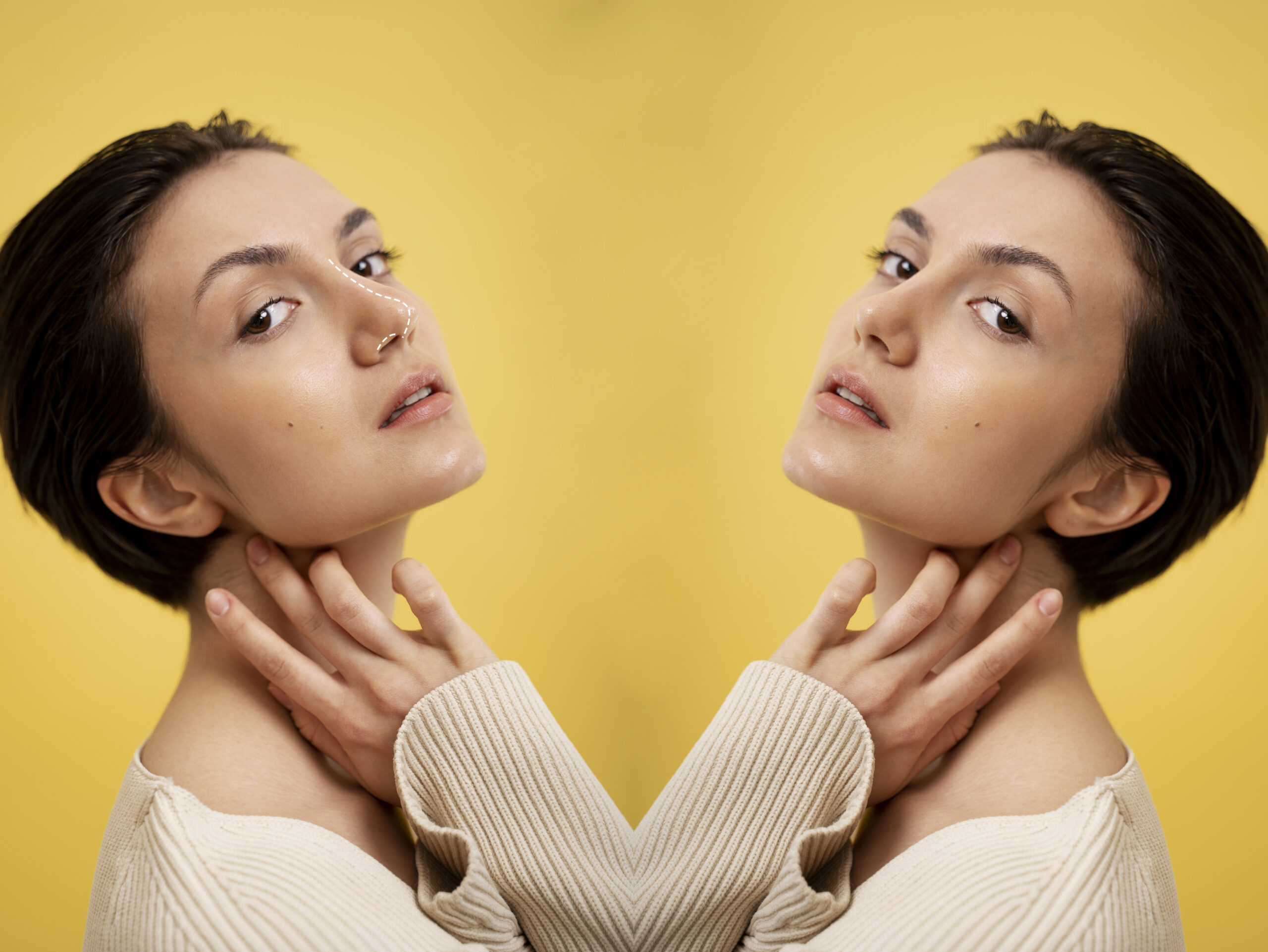 Thin and elegant chin vontour woman